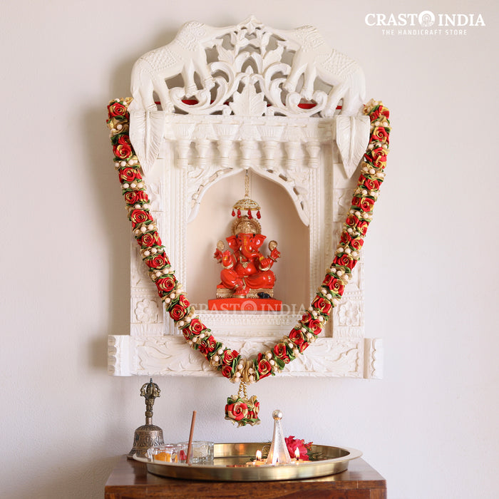 CRASTO INDIA HANDCRAFTED ROSES WITH TAGAR CHAKRI MALA. (AVAILABLE IN 2 COLOURS)