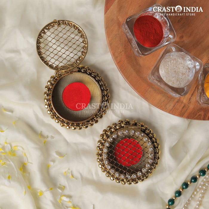 PACK OF 3 PCS - CRASTO INDIA HANDCRAFTED GHUNGHROO VELVET COIN BOX SQUARE.