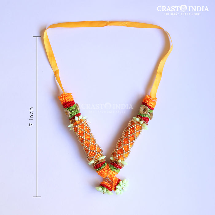 CRASTO INDIA HANDCRAFTED CHATURBHUJ RIBBON GARLAND. YELLOW ( 1 PC)