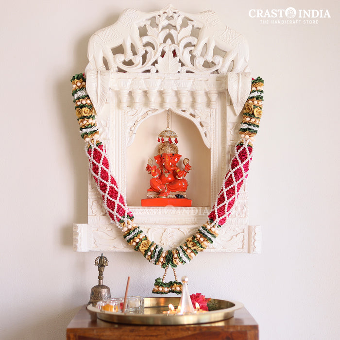 CRASTO INDIA HANDCRAFTED RIBBON PEARL BRAIDED MALA. (AVAILABLE IN 2 COLOURS)