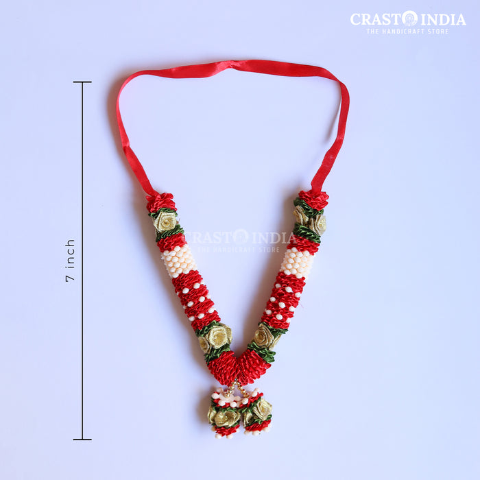 CRASTO INDIA HANDCRAFTED DEVARATA RIBBON GARLAND (1 PC). RED