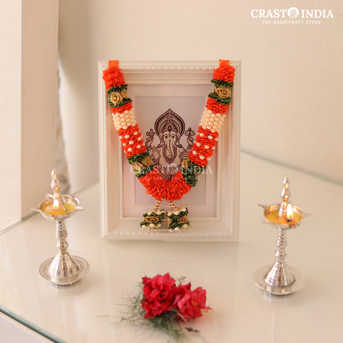 CRASTO INDIA HANDCRAFTED DEVARATA RIBBON GARLAND (1 PC). ORANGE