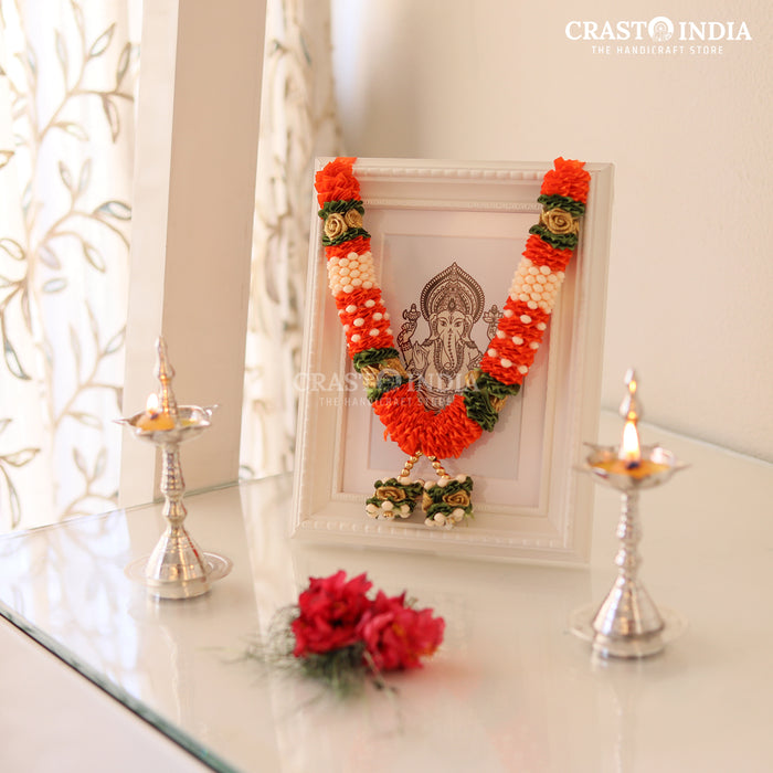 CRASTO INDIA HANDCRAFTED DEVARATA RIBBON GARLAND (1 PC). ORANGE