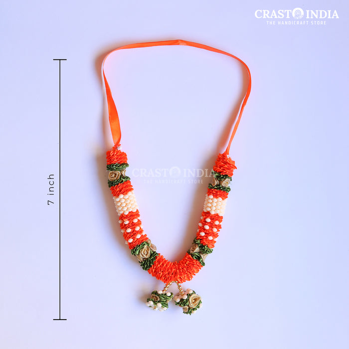 CRASTO INDIA HANDCRAFTED DEVARATA RIBBON GARLAND (1 PC). ORANGE