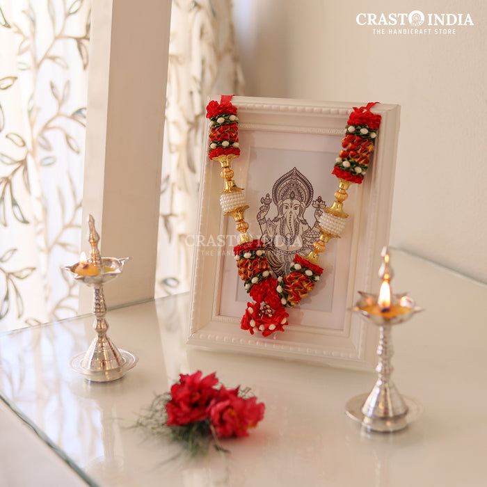 CRASTO INDIA HANDCRAFTED EKADRISHTA RIBBON GARLAND (1 PC) RED