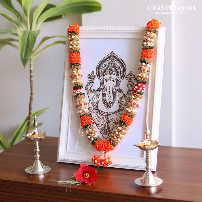 CRASTO INDIA HANDCRAFTED GAJAKARNA RIBBON GARLAND (1 PC) ORANGE