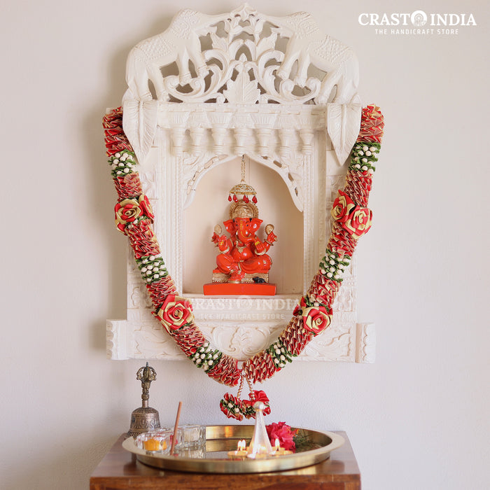 CRASTO INDIA HANDCRAFTED DUAL RIBBON ROSE WITH TAGAR KALI MALA. ( AVAILABLE IN 3 COLOURS)