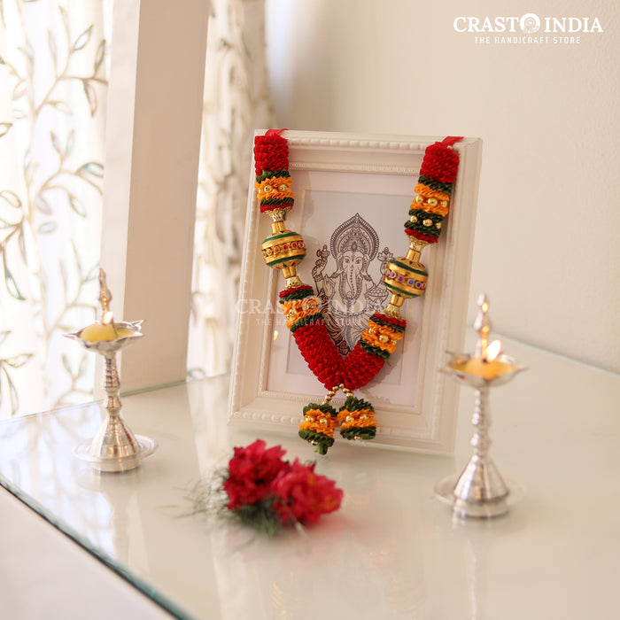 CRASTO INDIA HANDCRAFTED BHUVANPATI RIBBON GARLAND (1 PC) RED