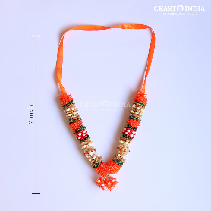 CRASTO INDIA HANDCRAFTED GAJAKARNA RIBBON GARLAND (1 PC) ORANGE