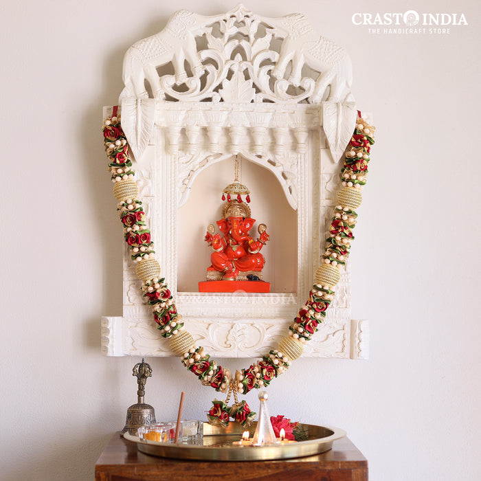 CRASTO INDIA HANDCRAFTED  RIBBON WITH GOLDEN BALLS MALA. (AVAILABLE IN 4 COLOURS)