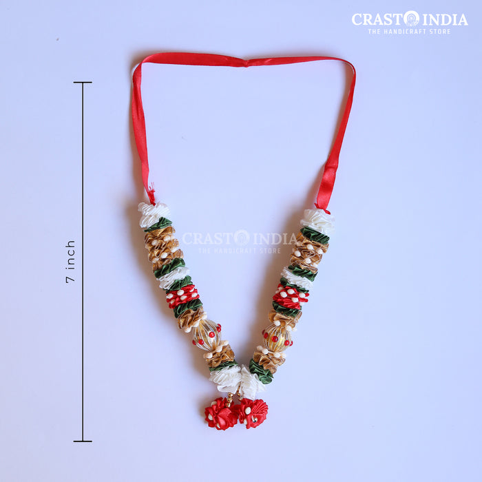 CRASTO INDIA HANDCRAFTED GAJAKARNA RIBBON GARLAND (1 PC) RED-WHITE