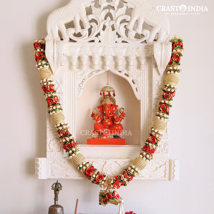 CRASTO INDIA HANDCRAFTED  RIBBON WITH GOLDEN BALLS MALA. (AVAILABLE IN 4 COLOURS)