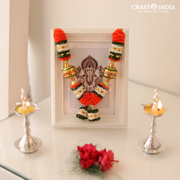 CRASTO INDIA HANDCRAFTED ALAMPATA RIBBON GARLAND (1 PC) ORANGE