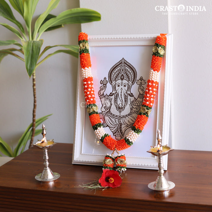 CRASTO INDIA HANDCRAFTED DEVARATA RIBBON GARLAND (1 PC). ORANGE