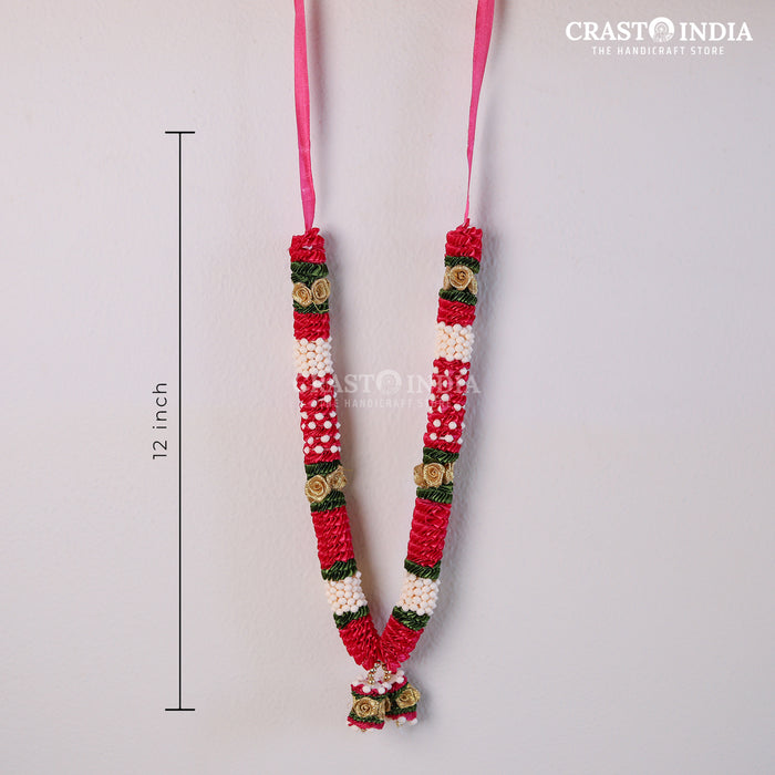 CRASTO INDIA HANDCRAFTED DEVARATA RIBBON GARLAND (1 PC). RANI PINK