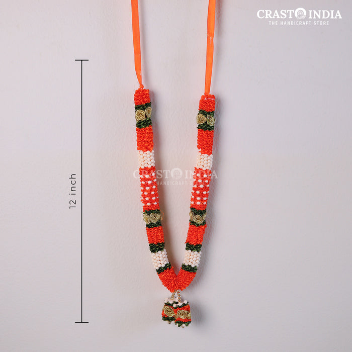 CRASTO INDIA HANDCRAFTED DEVARATA RIBBON GARLAND (1 PC). ORANGE