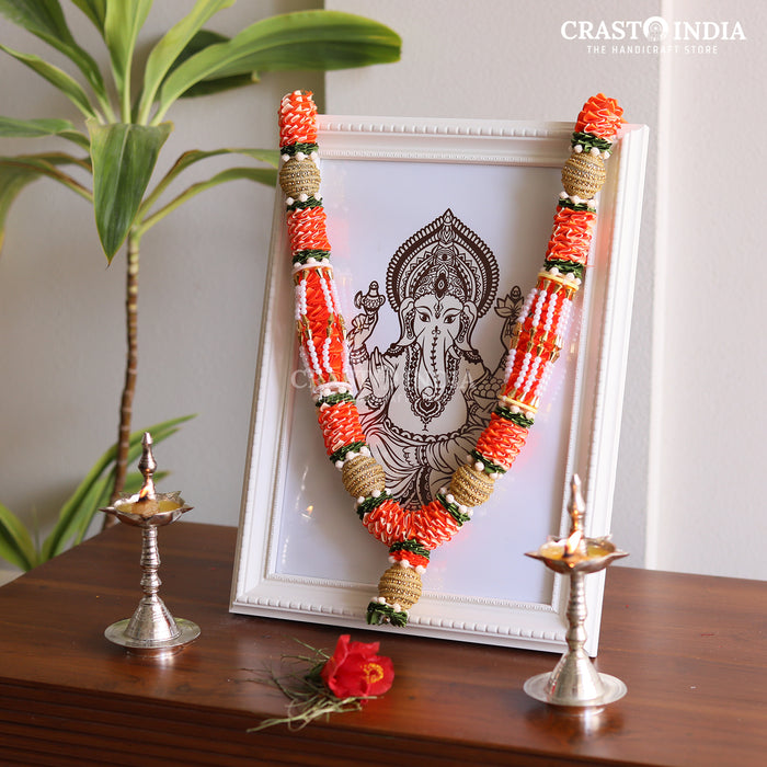 CRASTO INDIA HANDCRAFTED BHUVANPATI RIBBON GARLAND (1 PC) ORANGE