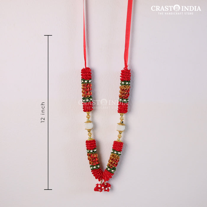 CRASTO INDIA HANDCRAFTED EKADRISHTA RIBBON GARLAND (1 PC) RED