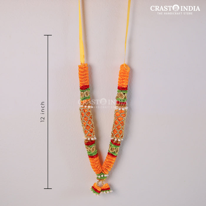 CRASTO INDIA HANDCRAFTED CHATURBHUJ RIBBON GARLAND. YELLOW ( 1 PC)