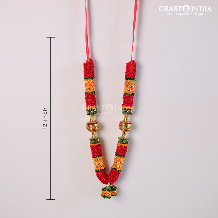 CRASTO INDIA HANDCRAFTED ALAMPATA RIBBON GARLAND (1 PC) RED