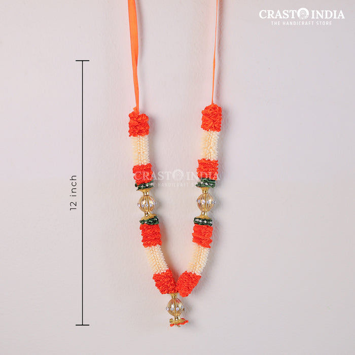 CRASTO INDIA HANDCRAFTED HERAMBA RIBBON GARLAND (1 PC) ORANGE