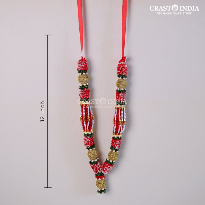 CRASTO INDIA HANDCRAFTED BHUVANPATI RIBBON GARLAND (1 PC) RED