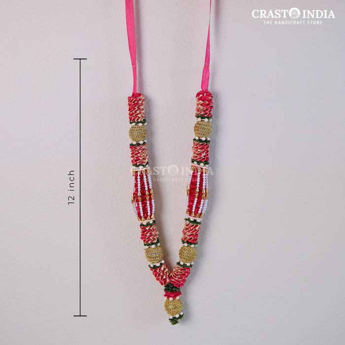 CRASTO INDIA HANDCRAFTED BHUVANPATI RIBBON GARLAND (1 PC) RANI PINK