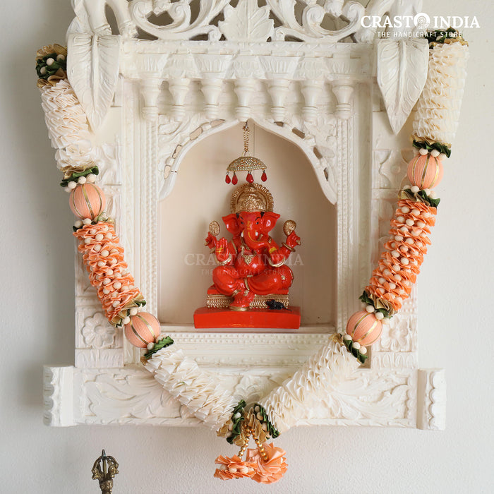 CRASTO INDIA HANDCRAFTED RIBBON GARLAND WITH CHAKRI, THREADED BALL. (AVAILABLE IN 2 COLOURS)