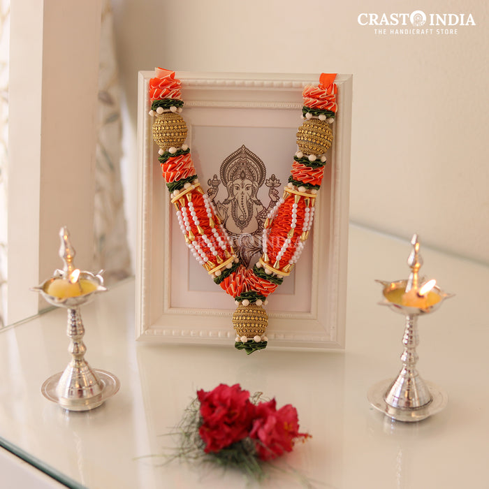 CRASTO INDIA HANDCRAFTED BHUVANPATI RIBBON GARLAND (1 PC) ORANGE