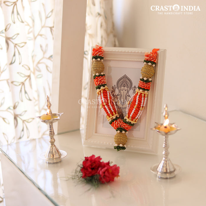 CRASTO INDIA HANDCRAFTED BHUVANPATI RIBBON GARLAND (1 PC) ORANGE