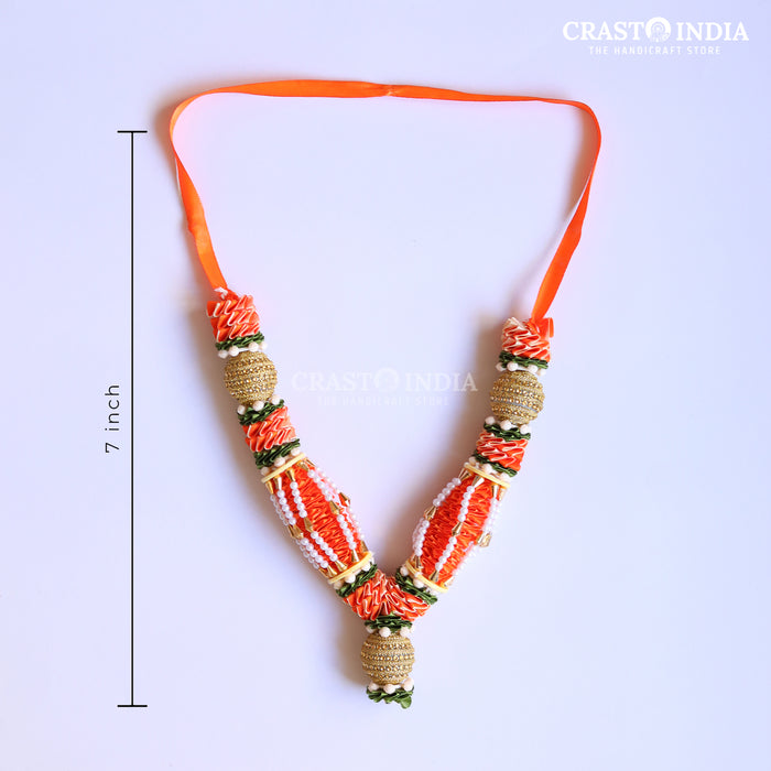 CRASTO INDIA HANDCRAFTED BHUVANPATI RIBBON GARLAND (1 PC) ORANGE