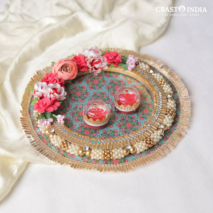 CRASTO INDIA HANDCRAFTED PICHWAI FLORAL ENGAGEMENT PLATTER #10 (1 PC)