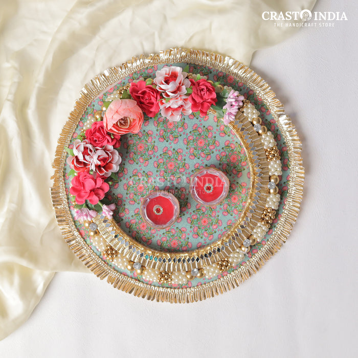 CRASTO INDIA HANDCRAFTED PICHWAI FLORAL ENGAGEMENT PLATTER #10 (1 PC)