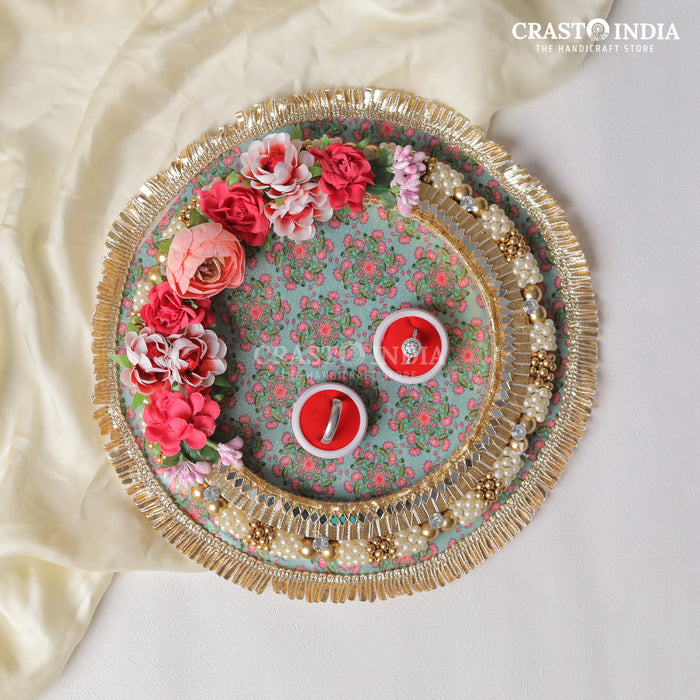 CRASTO INDIA HANDCRAFTED PICHWAI FLORAL ENGAGEMENT PLATTER #10 (1 PC)