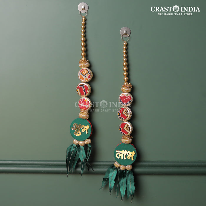 CRASTO INDIA HANDCRAFTED FESTIVE SHUBH LABH #73 . RED-GREEN REVERSIBLE PATOLA SHUBHLABH