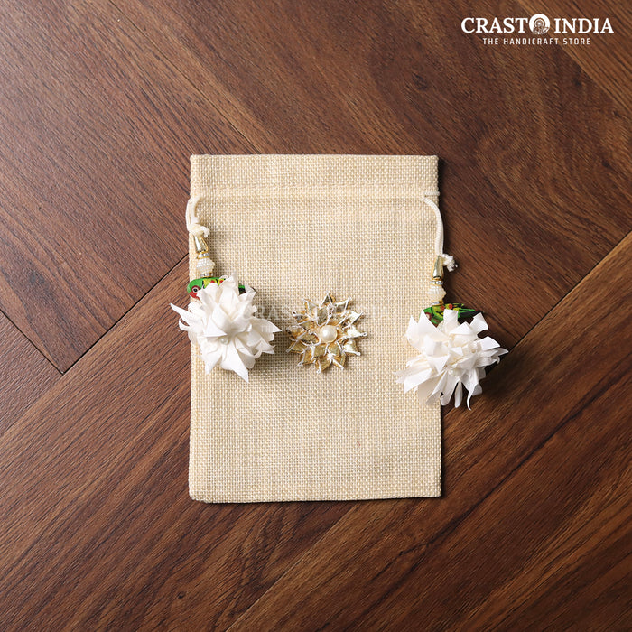 Crasto India Handcrafted Jute Batwa with gajra and parrot tassels. ( Available in 3 sizes)