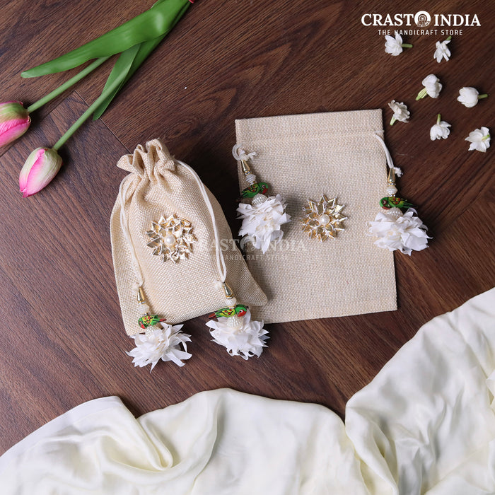 Crasto India Handcrafted Jute Batwa with gajra and parrot tassels. ( Available in 3 sizes)