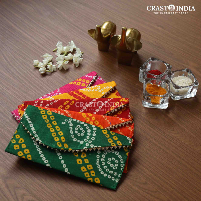 CRASTO INDIA HANDCRAFTED BANDHANI ENVELOPES (PACK OF 5)