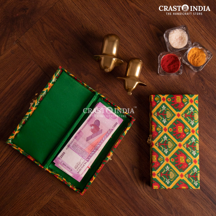 CRASTO INDIA HANDCRAFTED PATOLA PRINT CLOTH CASH BOX (1 PC)