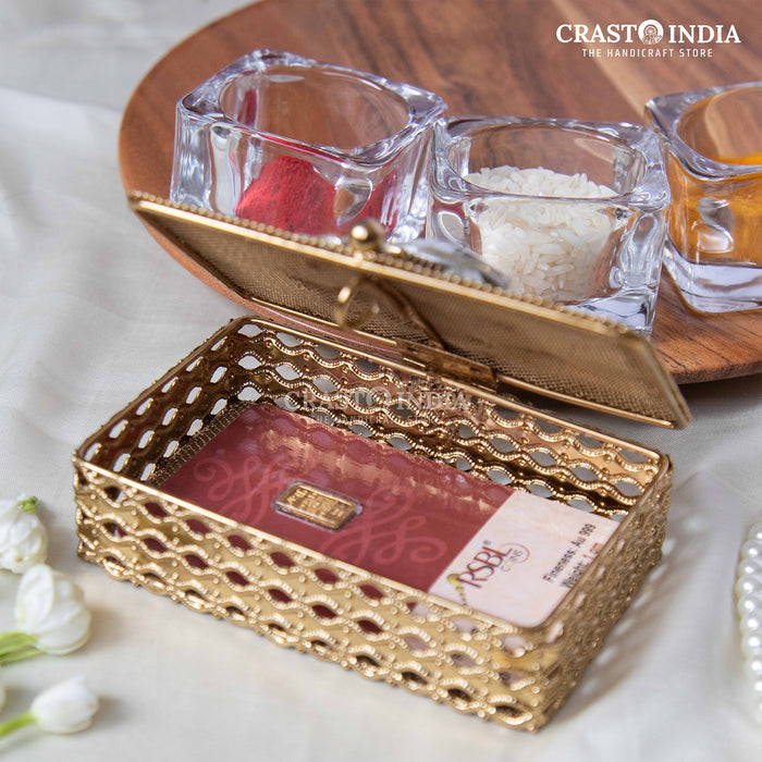 PACK OF 3 PCS - CRASTO INDIA HANDCRAFTED RECTANGLE JEWELLERY BOX WITH STONEWORK.