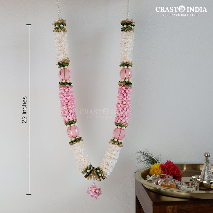 CRASTO INDIA HANDCRAFTED RIBBON GARLAND WITH CHAKRI, THREADED BALL. (AVAILABLE IN 2 COLOURS)