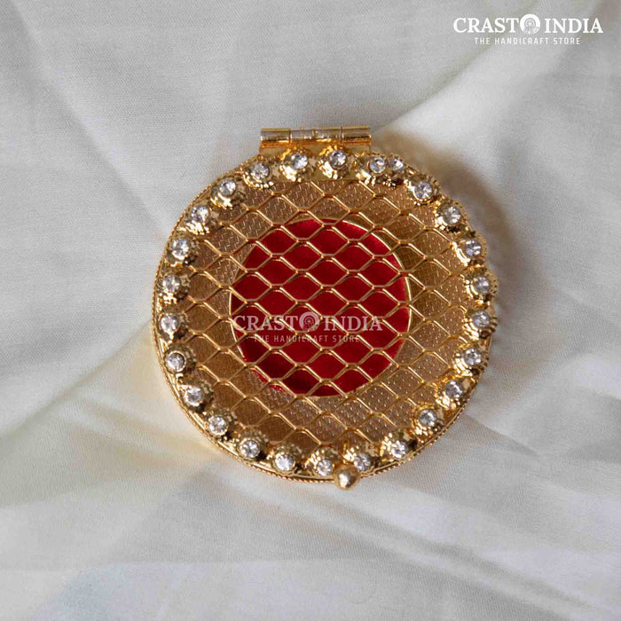 PACK OF 6 PCS - CRASTO INDIA HANDCRAFTED ROUND SHAPED JAALI COIN BOX WITH VELVET