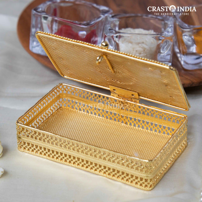 PACK OF 3 PCS - CRASTO INDIA HANDCRAFTED RECTANGLE JEWELLERY BOX WITH STONEWORK.