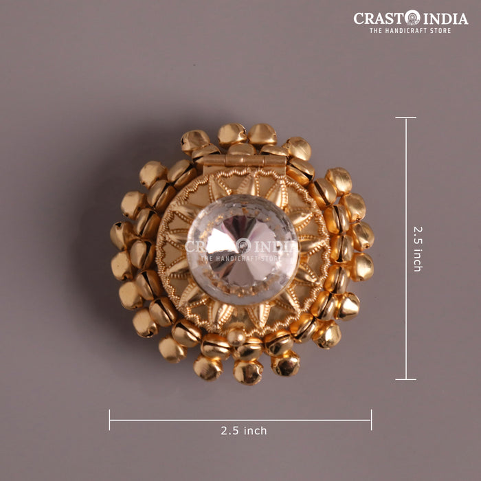 PACK OF 4 PCS - CRASTO INDIA HANDCRAFTED ROUND GHUNGROO JEWELLERY BOX WITH SUNFLOWER BIG DIAMOND