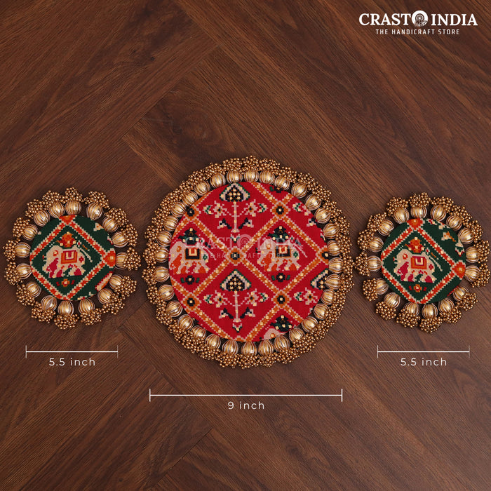 3 PC SET - CRASTO INDIA HANDCRAFTED FESTIVE RANGOLI #35 - REVERSIBLE