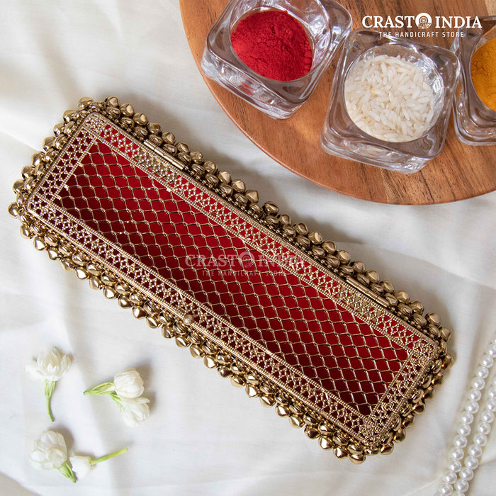 CRASTO INDIA HANDCRAFTED GHUNGHROO JEWELLERY CHAIN BOX WITH VELVET (1 PC)