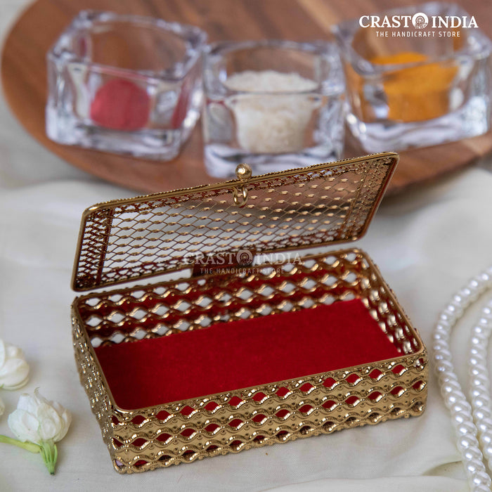 PACK OF 3 PCS - CRASTO INDIA HANDCRAFTED RECTANGLE JEWELLERY BOX IN VELVET