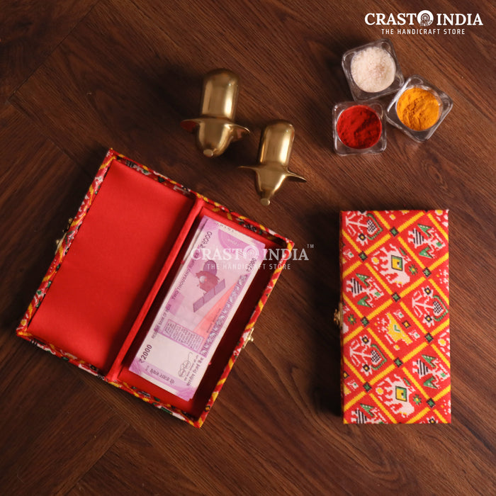 CRASTO INDIA HANDCRAFTED PATOLA PRINT CLOTH CASH BOX (1 PC)