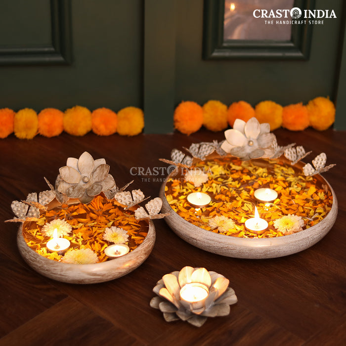 CRASTO INDIA HANDCRAFTED FESTIVE URLI DIYA #36 (3-PIECE SET)