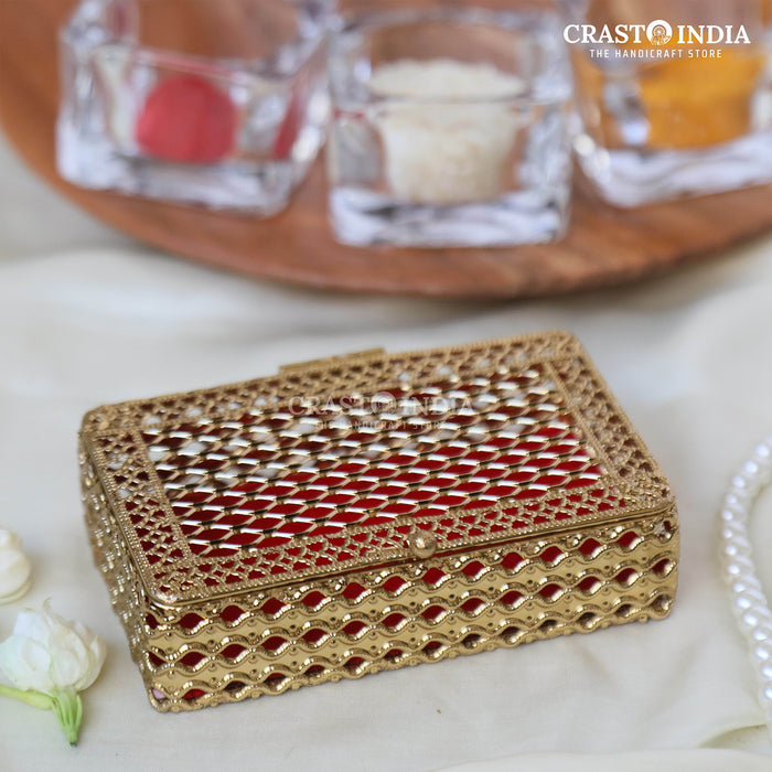 PACK OF 3 PCS - CRASTO INDIA HANDCRAFTED RECTANGLE JEWELLERY BOX IN VELVET